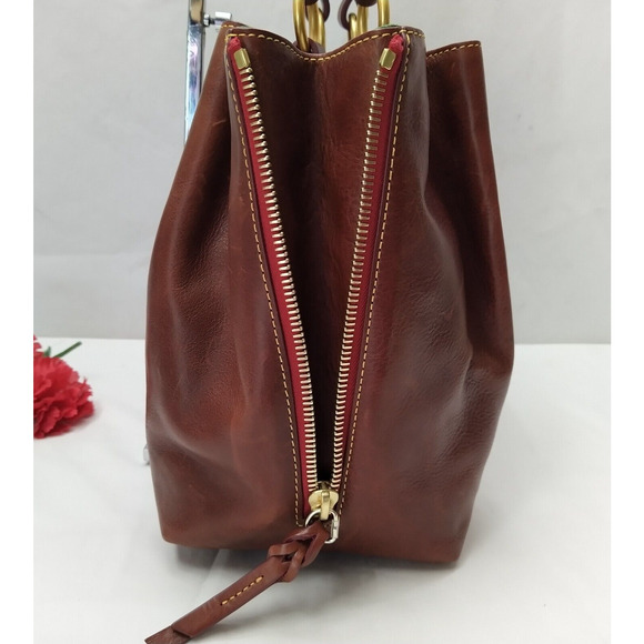Dooney & Bourke Florentine Brown Leather Double Handle Large Tote Shoulder Bag - Picture 16 of 16